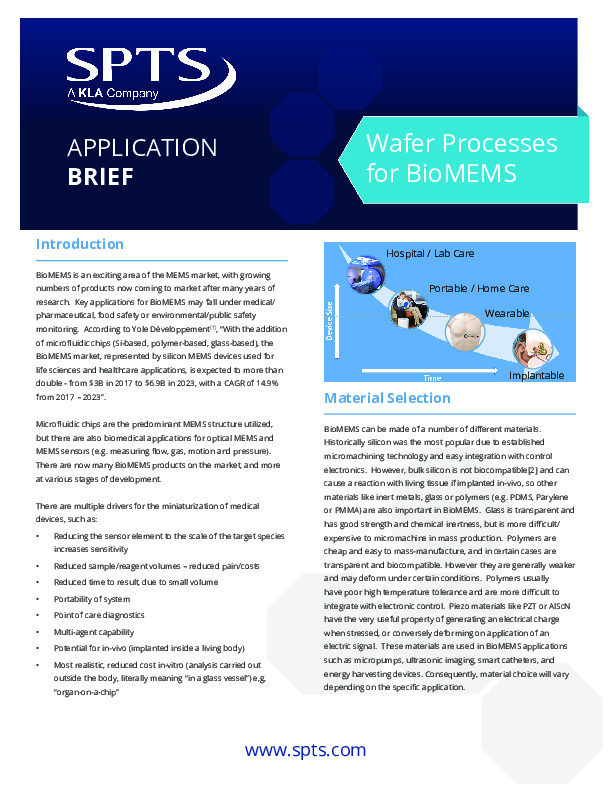 Etch and Deposition Processes for BioMEMS Manufacturing