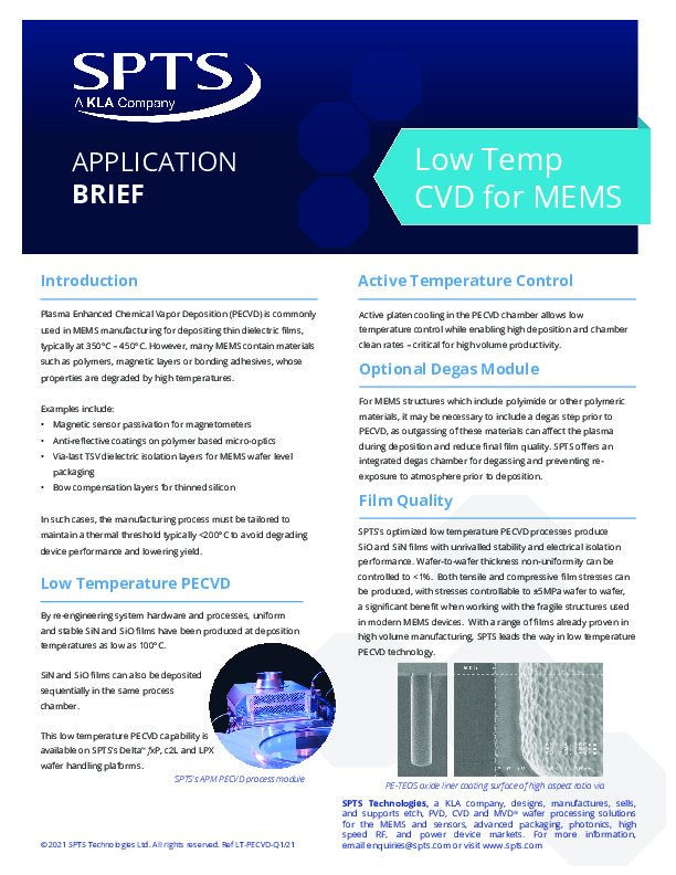 Low Temp CVD for MEMS