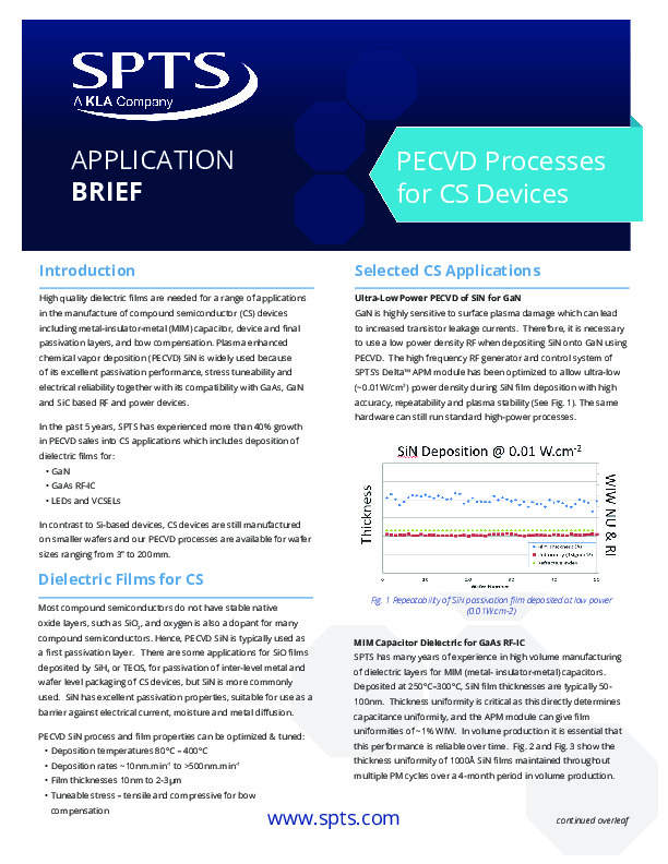 PECVD Processes for Compound Semiconductor Devices 