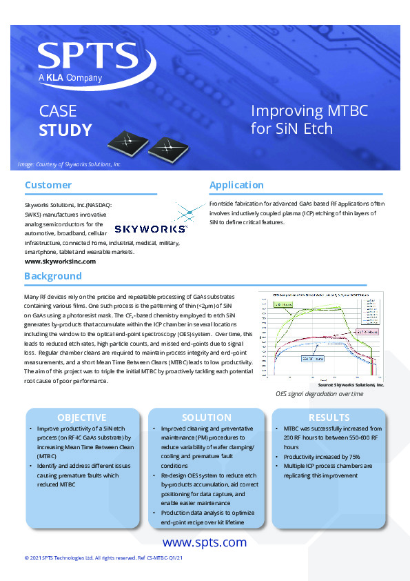 Skyworks - "Improving MTBC for SiN Etch"