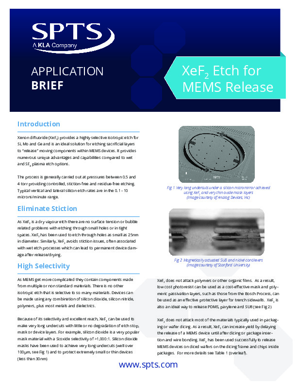 XeF2 for MEMS Release